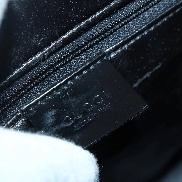 GUCCI Shoulder Bag Enamel Black Silver 001 3031 Auth 143306 - Picture 11 of 16